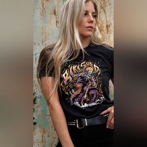 BSMC Women's Speed Demon T-Shirt - Washed Black Size 12UK